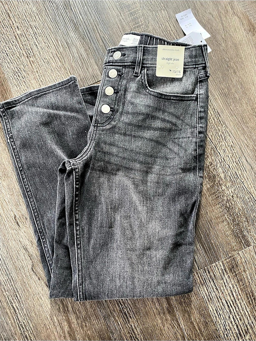 Abercrombie Kids Straight Jean High Rise black Girls 15/16